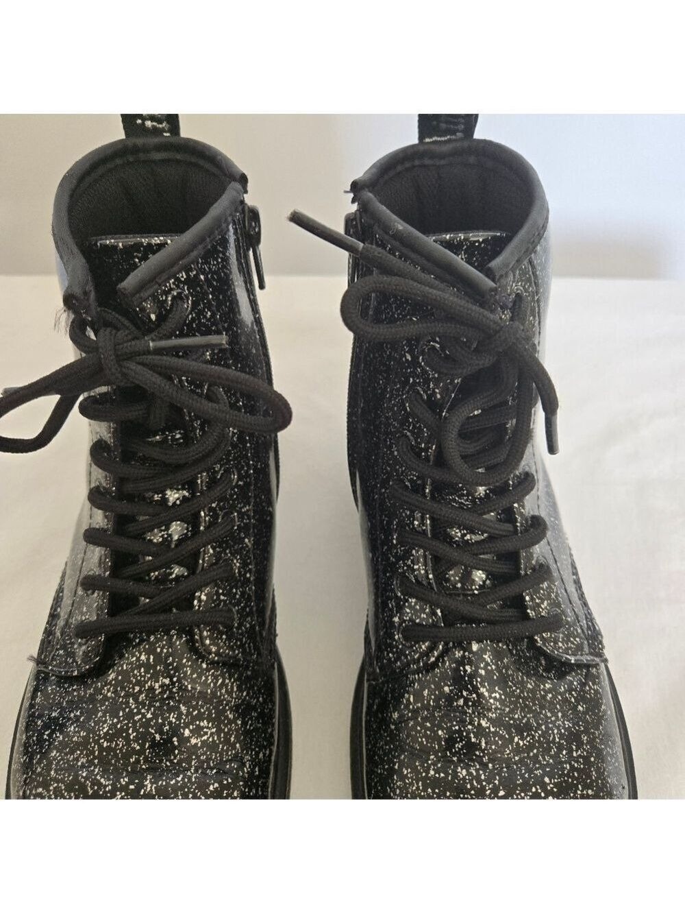 DR. MARTENS '1460' BOOTS COMBAT COSMIC GLITTER BLACK SILVER UNISEX (5W 4M) - Picture 3 of 14
